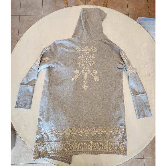 Willow & Clay Women's SZ Large Gray Hoodie Embroidery Longline - Picture 4 of 16